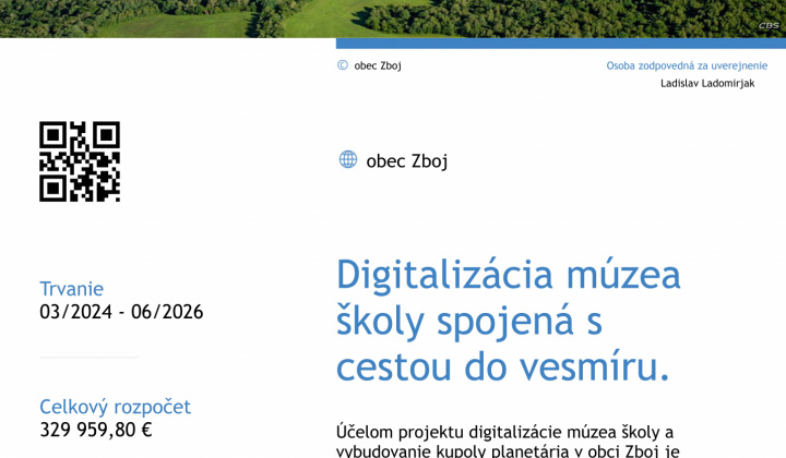 Digitalizácia múzea školy spojená s cestou do vesmíru.