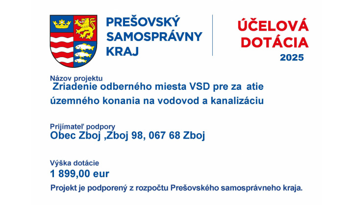 Zriadenie odberného miesta VSD pre začatie územného konania na vodovod a kanalizáciu