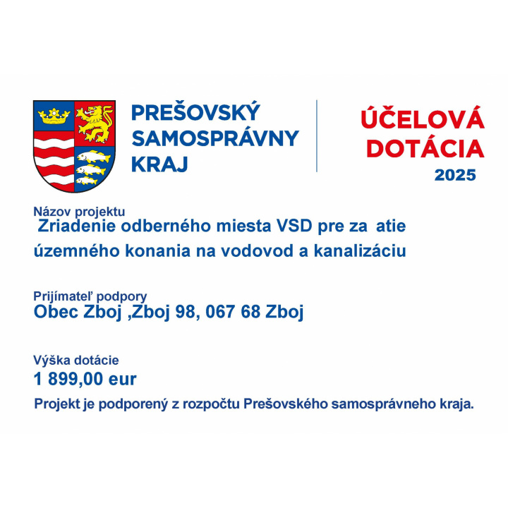 Zriadenie odberného miesta VSD pre začatie územného konania na vodovod a kanalizáciu